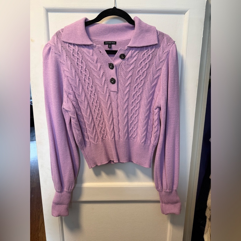 Who Wear What Purple Cable Knit Sweater